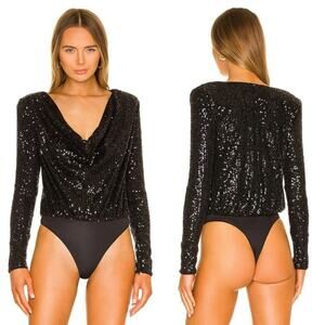 NWT Revolve X Camila Coelho Black Sequin Bodysuit